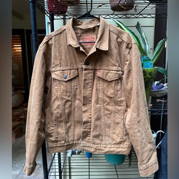 LEVI STRAUSS & CO Vintage Tan Denim Jacket Standard Size Medium Button Down - Picture 3 of 12